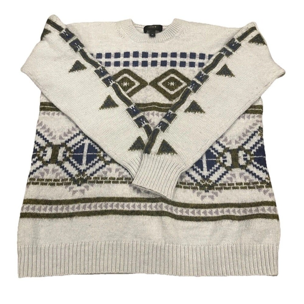 J.Crew Women’s M Crew Neck Fair isle Pattern M Lavender Wool/Mohair/Acrylic